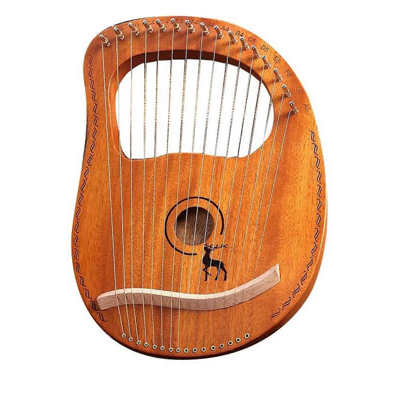 Lyre Harp 19 String Mahogany with Durable Steel Strings for Beginners and Performances