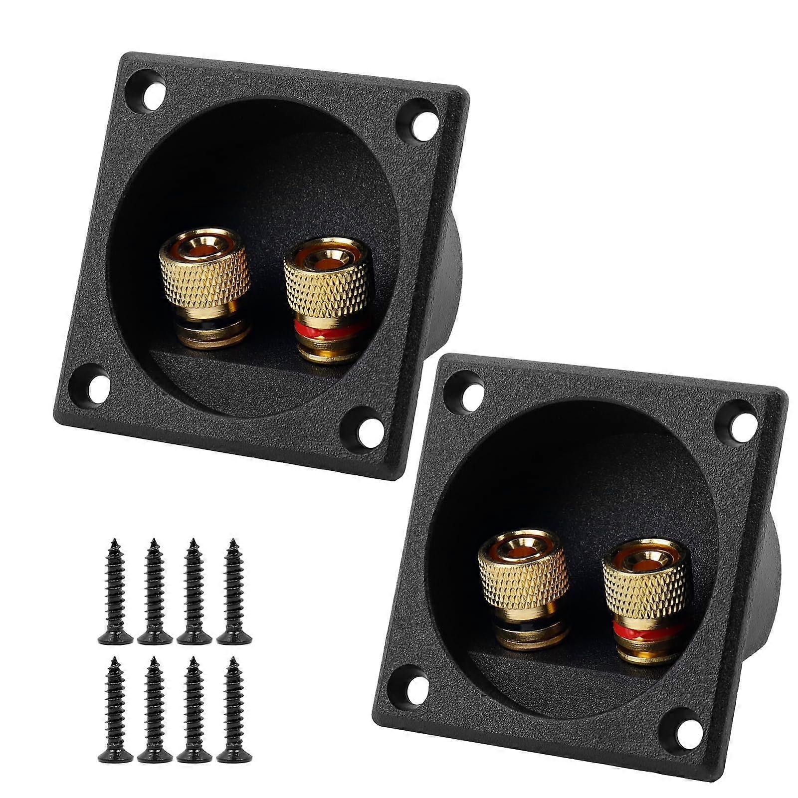 4PCS 2.2' Square 2Way Speaker Terminal Cup with Binding Post for Subwoofer and DIY Stereo