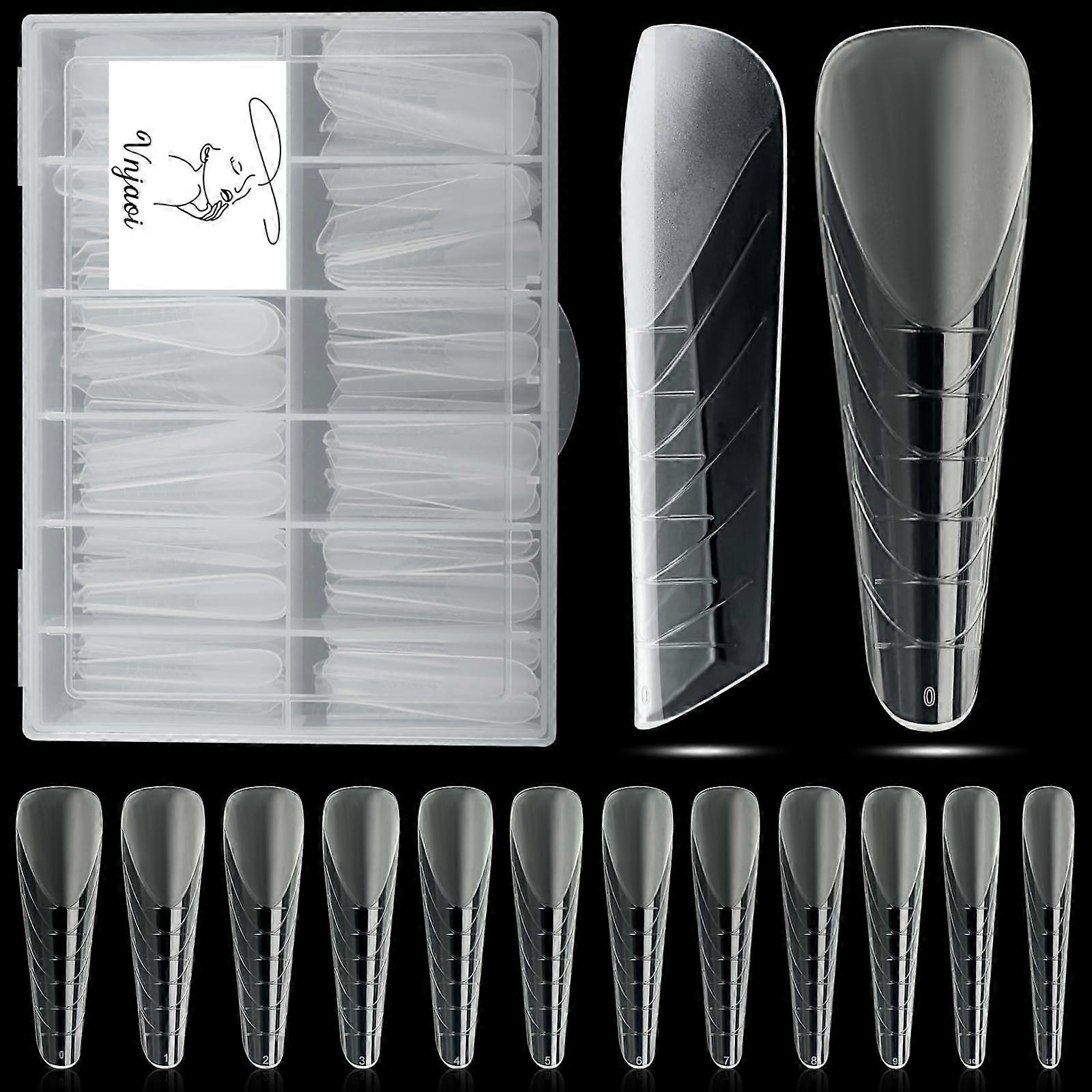Poly Gel Nail Forms 120pcs Dual Scale Coffin Tips 12 Sizes Reusable Nail Extension Forms for Manicure