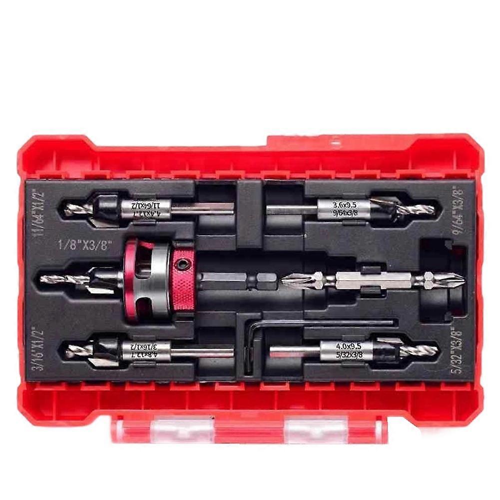 Countersunk Drill Bit Set, Countersunk Drill Bit with Depth Limiter, Hex Shank Countersunk Woodworking Drill Bit Set A