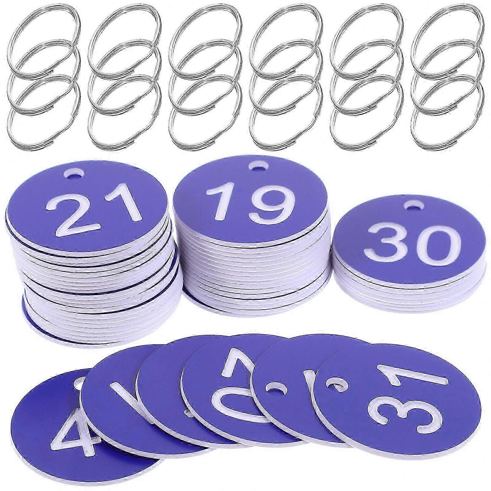 Blue Acrylic Round Tags for Organization, 50 Sets, Simple Design for Marking