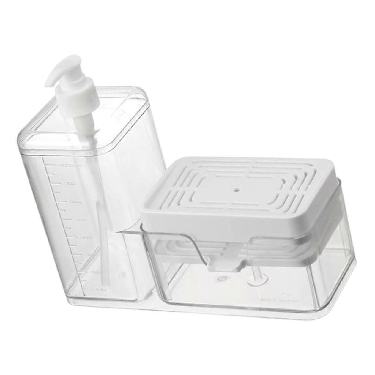 2 in 1 Countertop Dish Soap Dispenser with Kitchen Sponge Holder, PP Material, Easy Clean