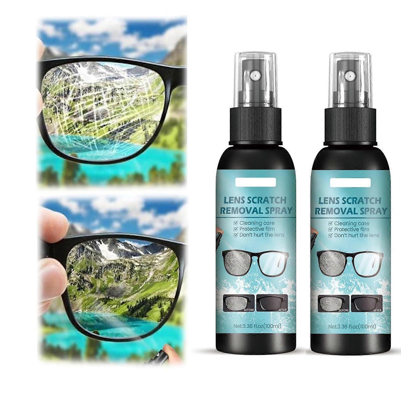 Lens Scratch Remover Spray for Eyeglasses and Sunglasses 2PCS AntiScratch Lens Cleaning Solution