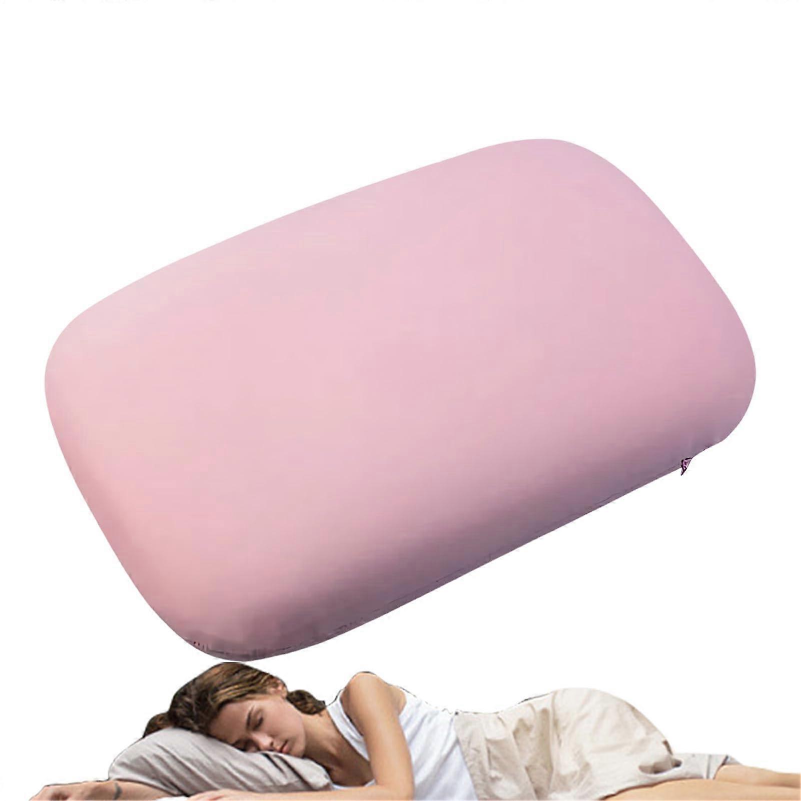 Camping Pillow with Ergonomic Memory Foam, Foldable Lightweight Design, Washable Cover, Pink