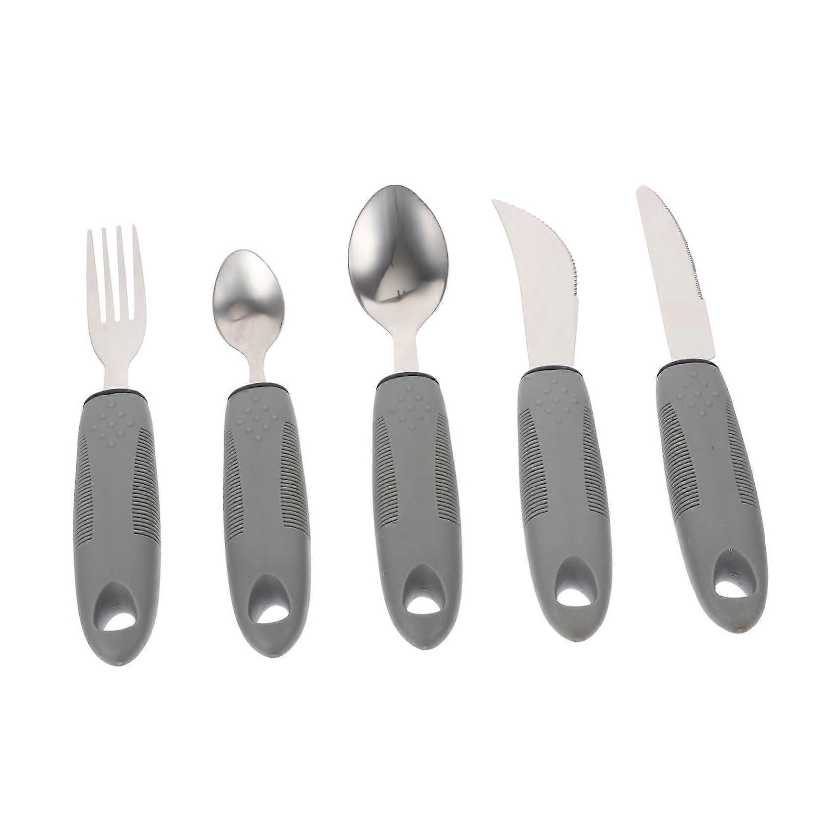 Adaptive Utensils Set with Ergonomic Builtup Handles for Elderly and Limited Hand Strength Dining