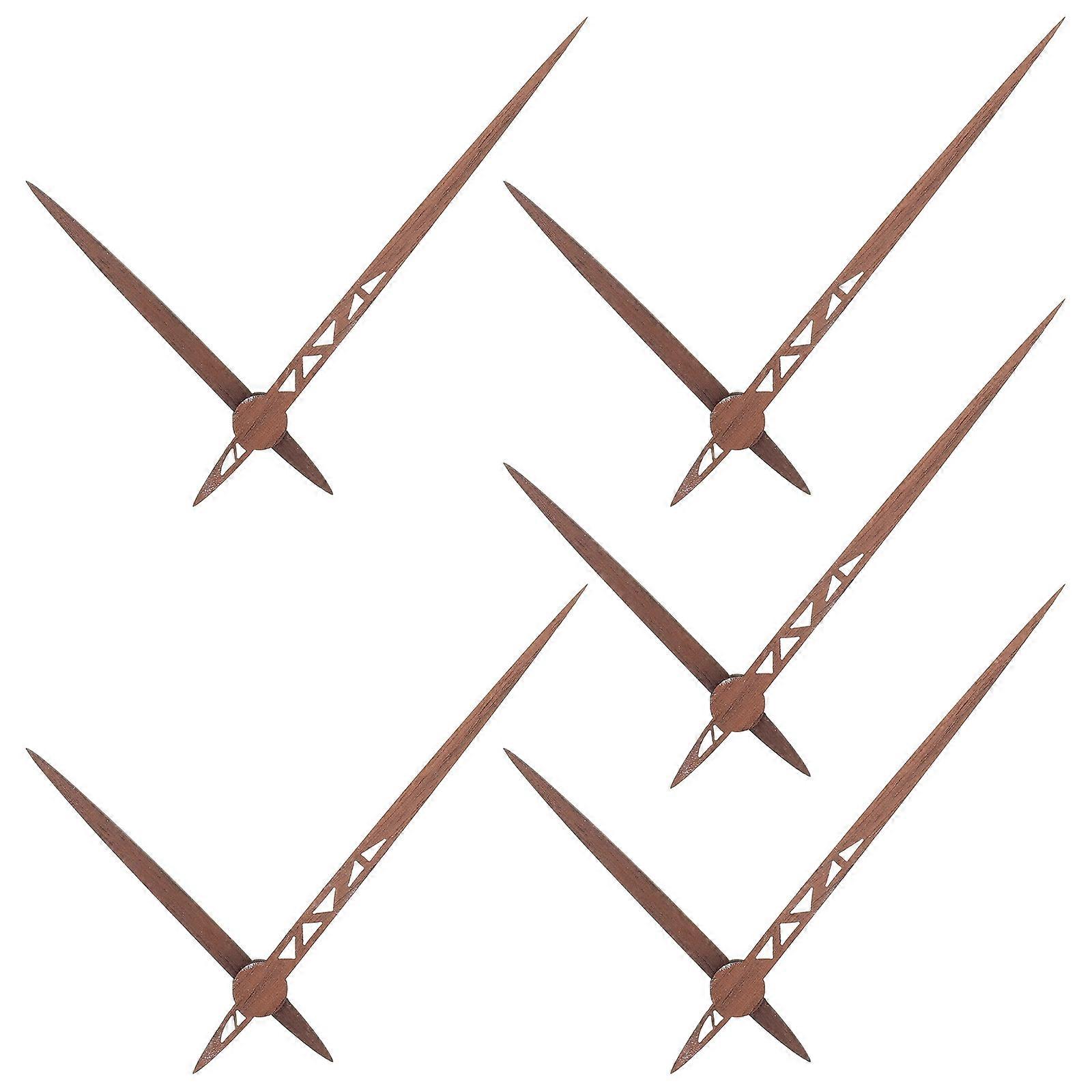 Coffee Wooden Clock Pointers Elegant Clock Hands for Decorative Replacement 5Sets