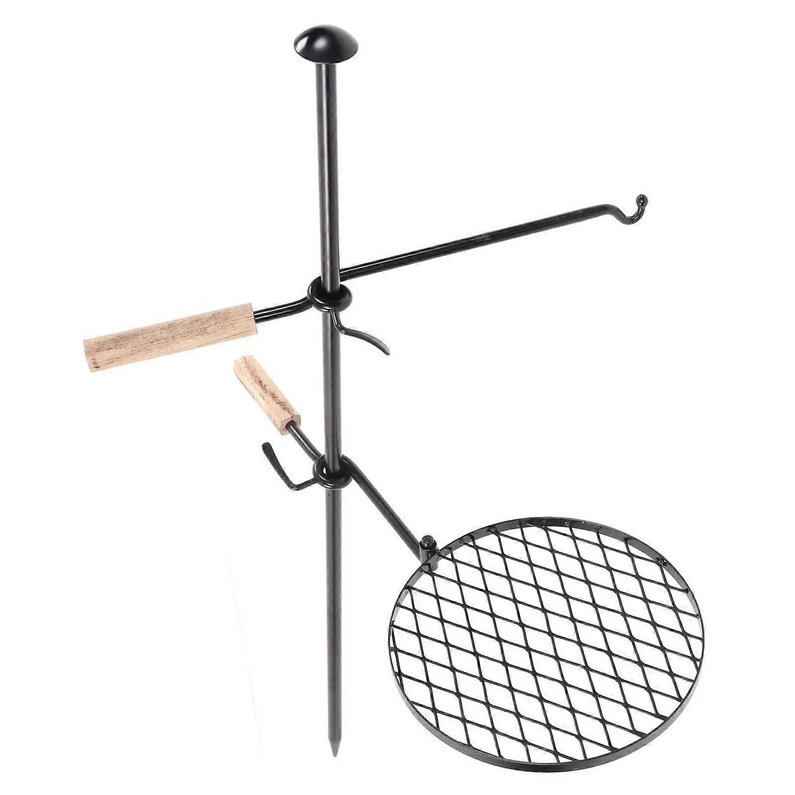 Campfire Grill with Swivel Cooking Rack, Adjustable Height Outdoor BBQ Grate for Camping