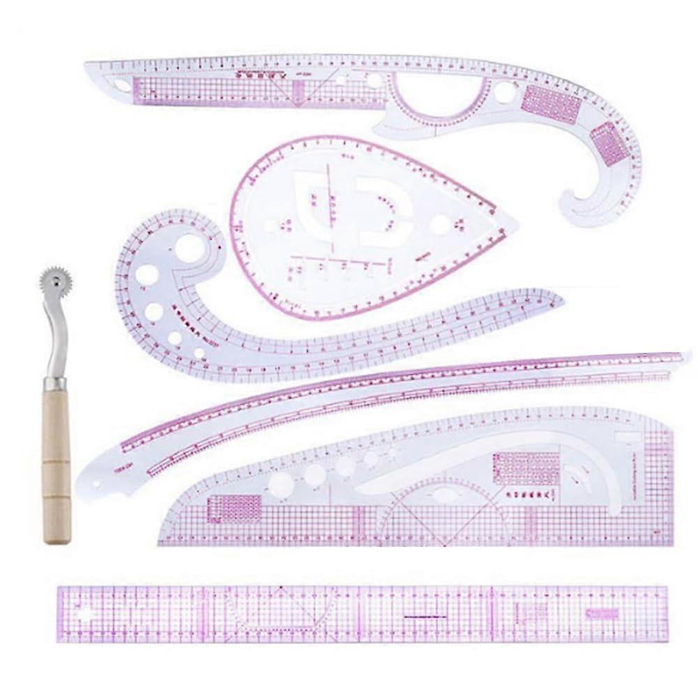 Sewing French Curve Ruler Set 7pcs with Clear Scale for Dressmaking Patterns and Precise Measurement