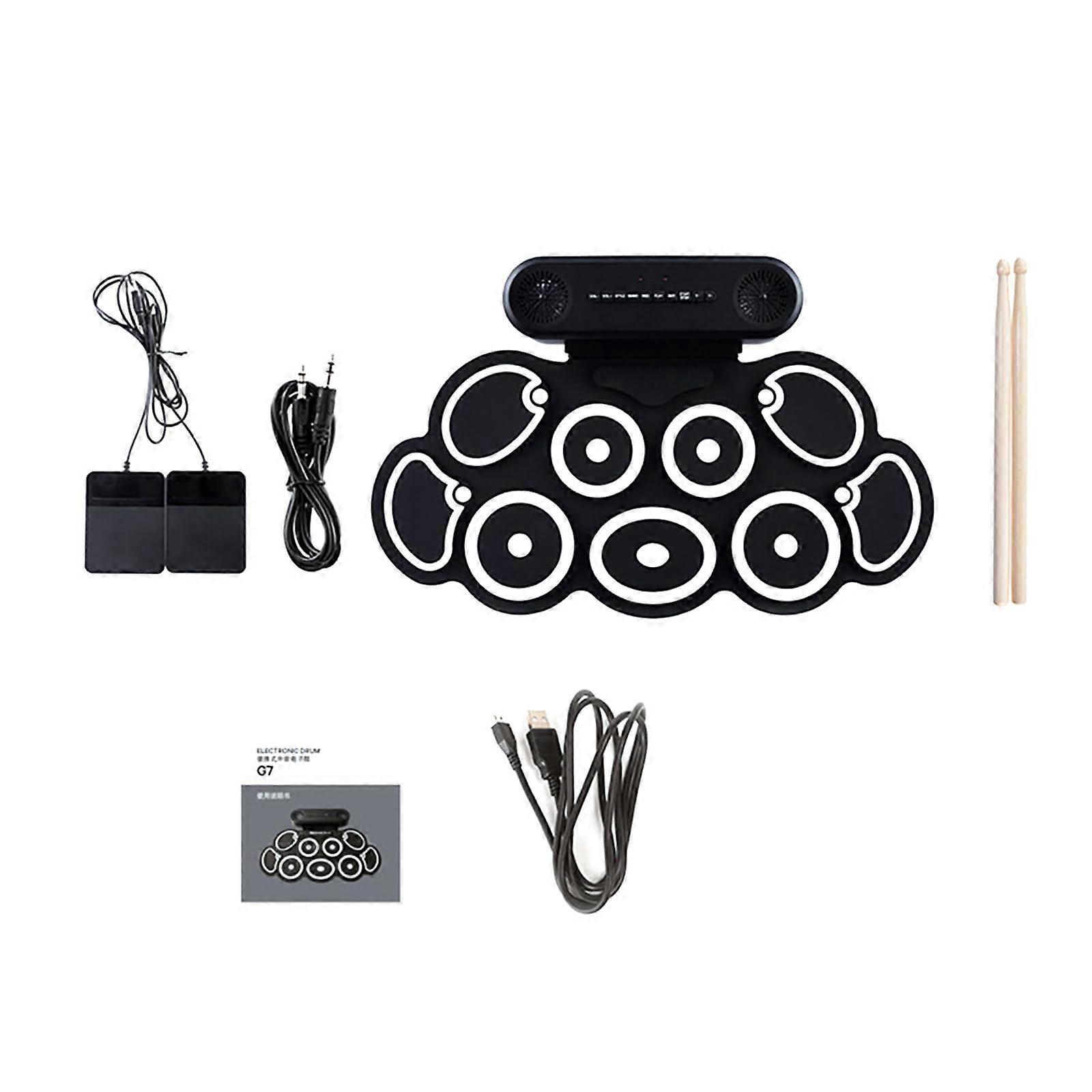 Foldable Electronic Drum Set for Kids with Silicone Pads and Adjustable Sound Effects