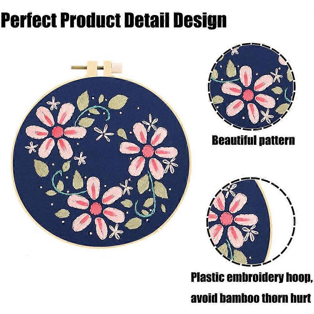 Flower Pattern Embroidery Material Set for DIY Crafts 1Pcs Cross-Stitch Kit