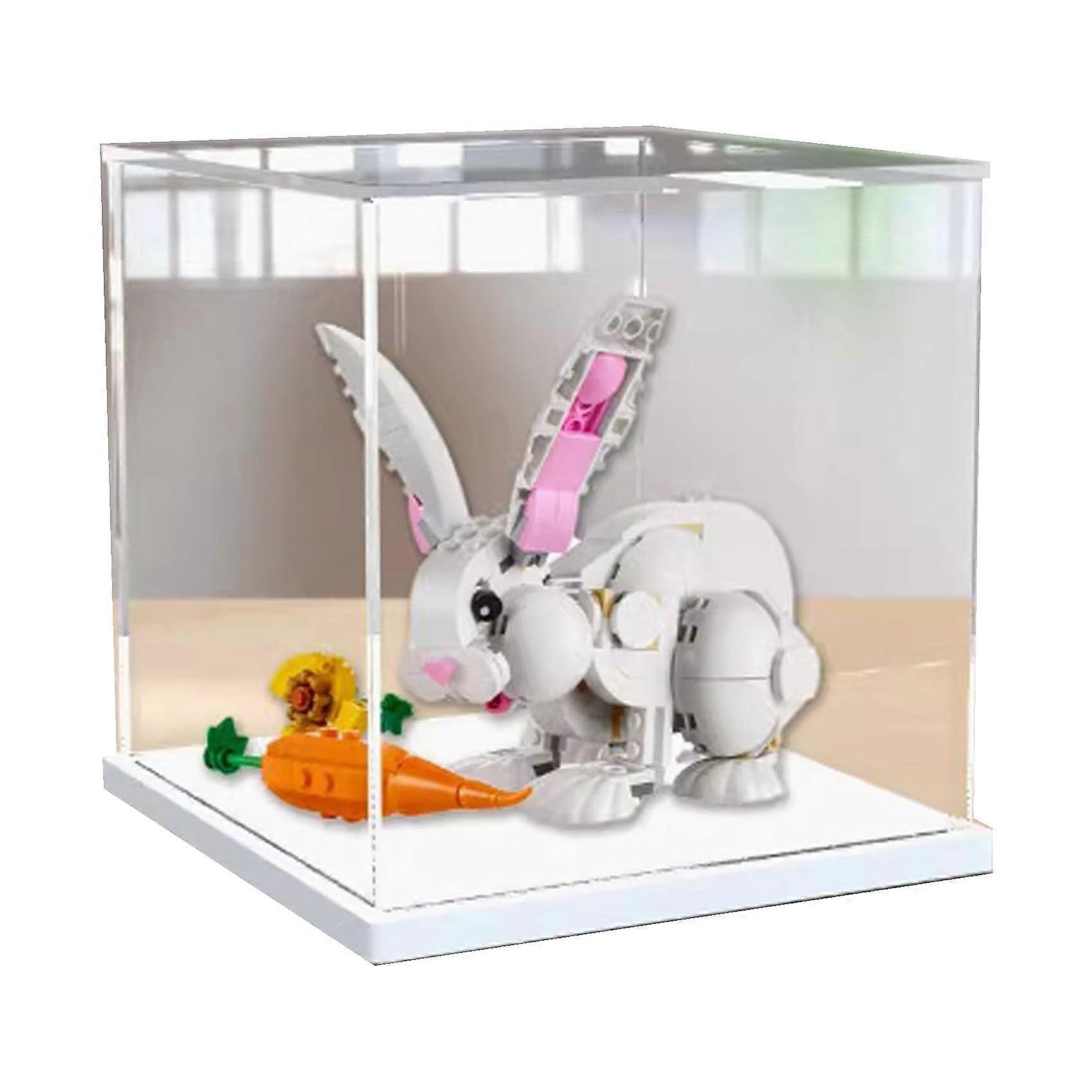 Acrylic Display Box for  31133 White Rabbit Model, Clear Dustproof Case with White Base