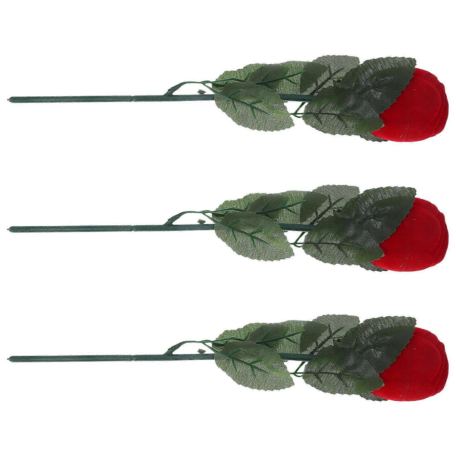 Creative Rose Shape Ring Box for Storage Use 3Pcs Multi Color Proposal