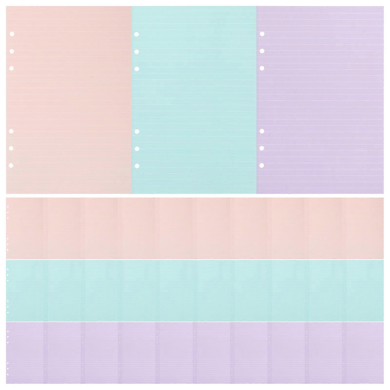 Assorted Color Loose-Leaf Notebook Paper for Writing 3 Books Insert Set