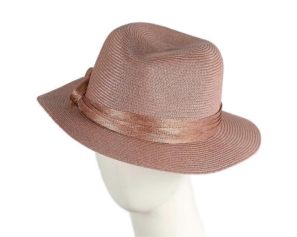 Soft taupe unisex braid fedora hat MA990TP