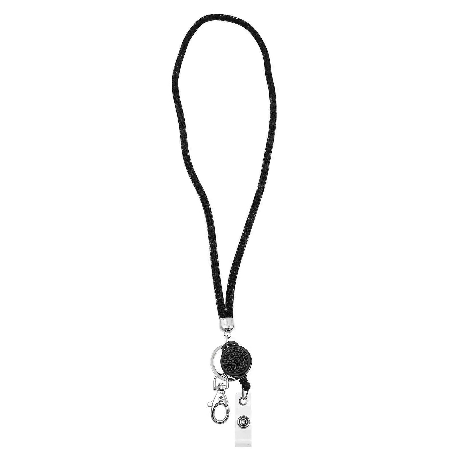 Work Permit Lanyard Phone Breakaway Key Chain String Black