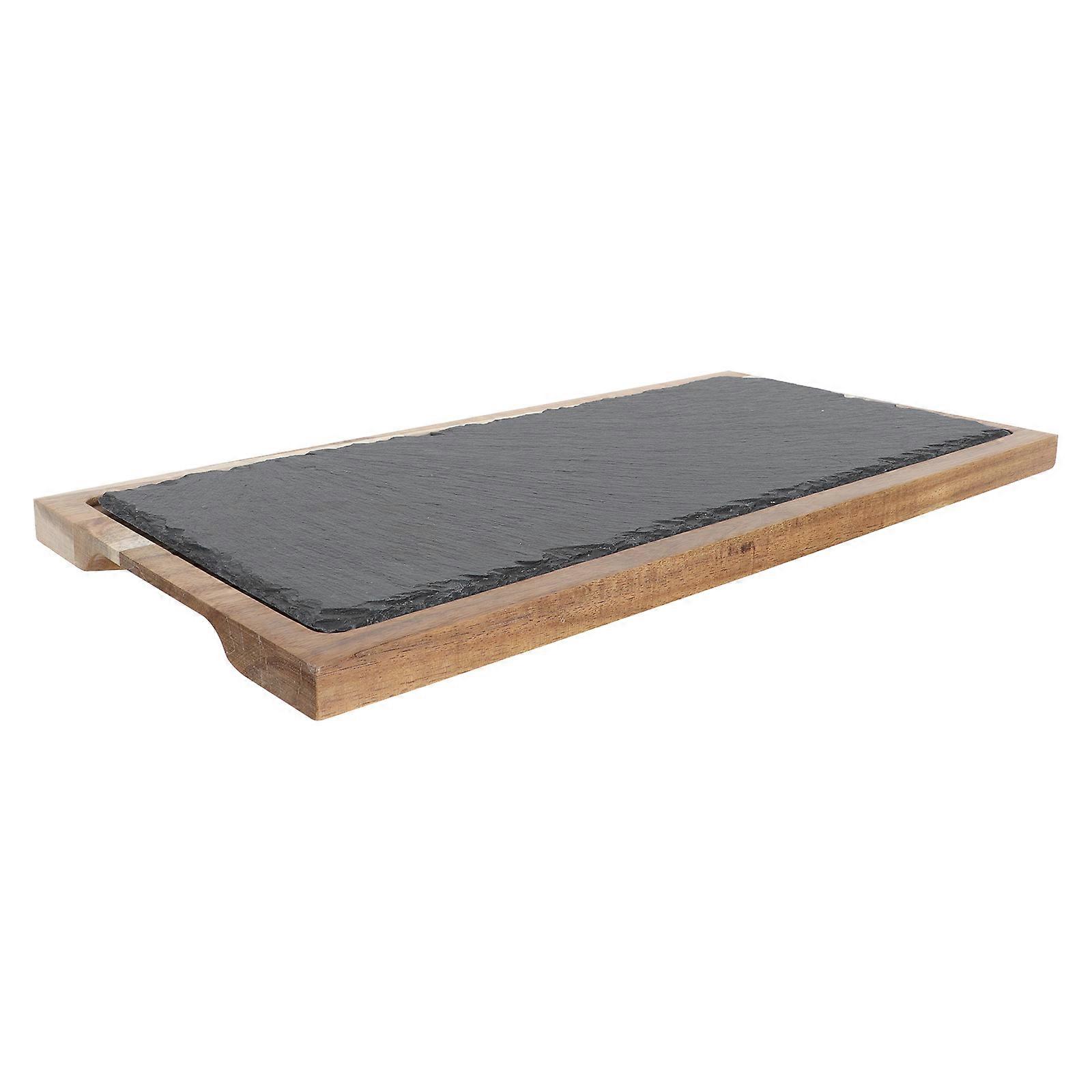 Household Salad Plate Rectangular Solid Wood Tray for Serving 1Set