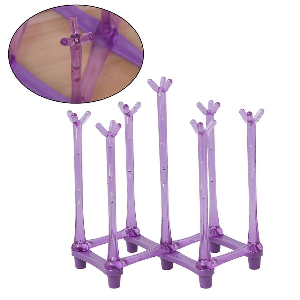 Foldable Goblet Rack Plastic Mug Shelf for Drying Purple