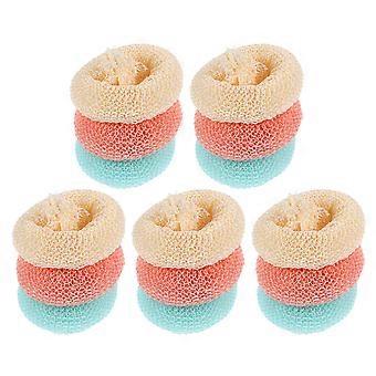 15pcs Vaisselle Scrub Kitchen Pot Récureur Tampons à récurer Non Scratch Mesh Bol Nettoyage Brosse Évier Lingettes Pour Casseroles Salle De Bain Assiette De Fruits