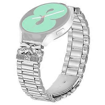 För Garmin Approach S40/ Forerunner 158 Ersättningsrem Fjäril Strass Dekor Silver Rostfritt Stål Klockarmband