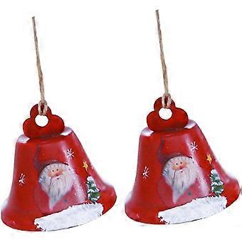 2Pcs Christmas Jingle Bell Ornament Rustic Christmas Tree Santa Decoration Bell Ornament Xmas Gift