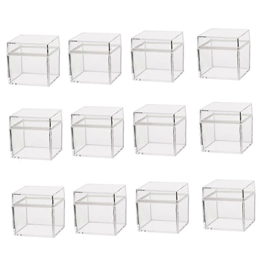 24Pcs Transparent Packing Box Plastic Candy Box Gift Container Square Container