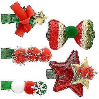 5 Pairs Of Christmas Hair Clips, Baby Hair Clip Sets For Little Girls Cute Assorted Fgao
