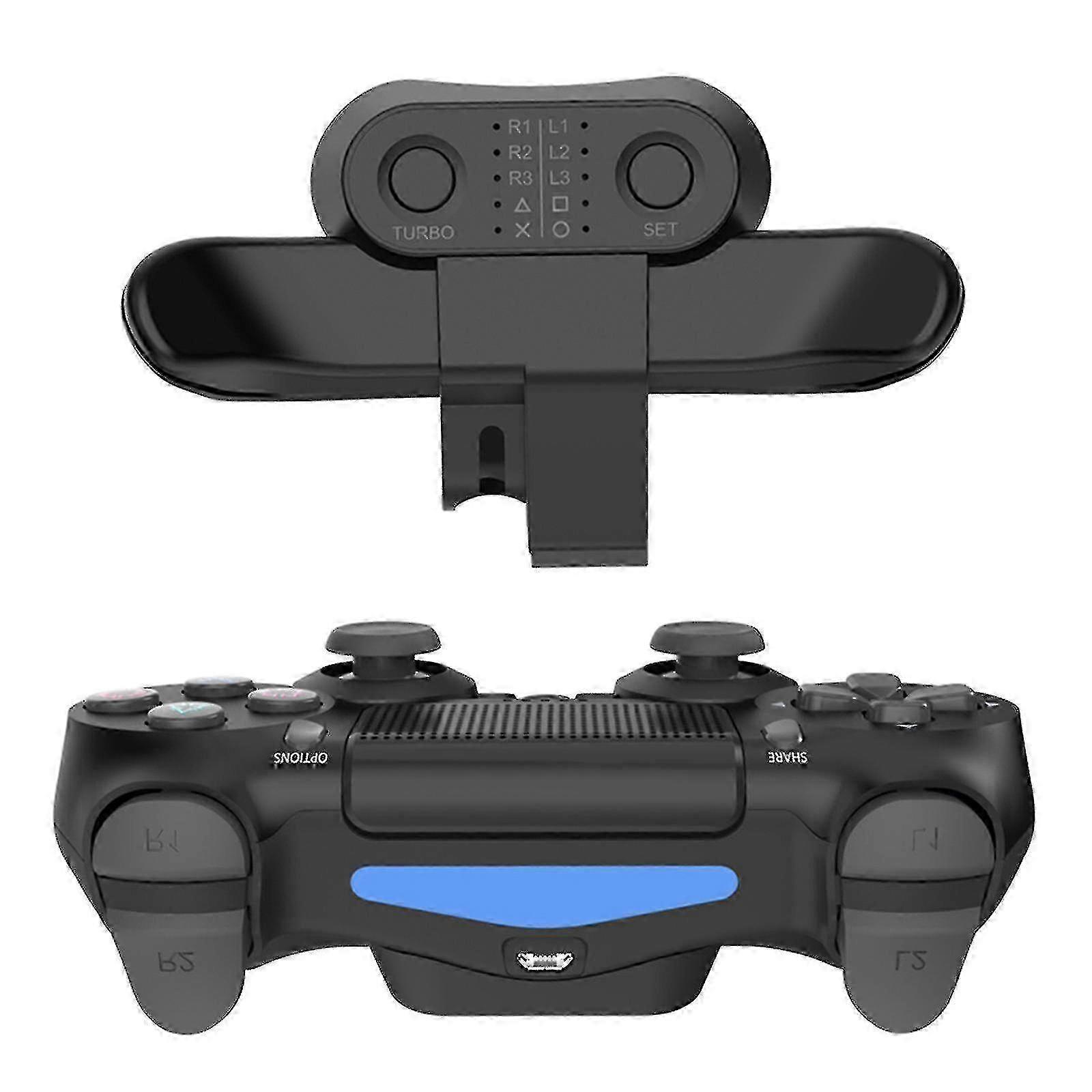 Black PS4 Controller Extension with Back Button Attachment and Turbo Function compatible with FPS Customization and Audio Jack