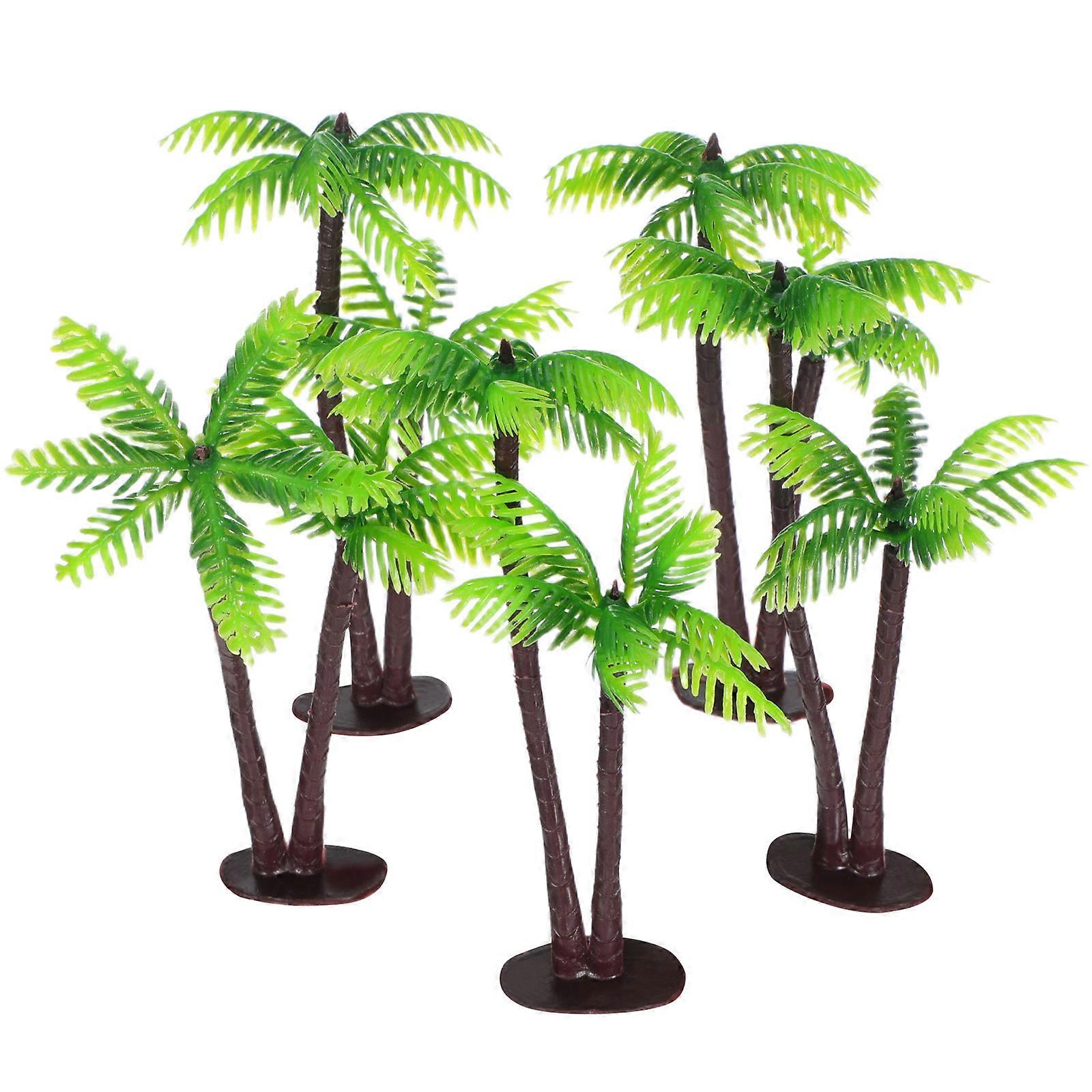 Miniature Tree Plastic Coconut Palm Tree for Decoration 5Pcs Kit