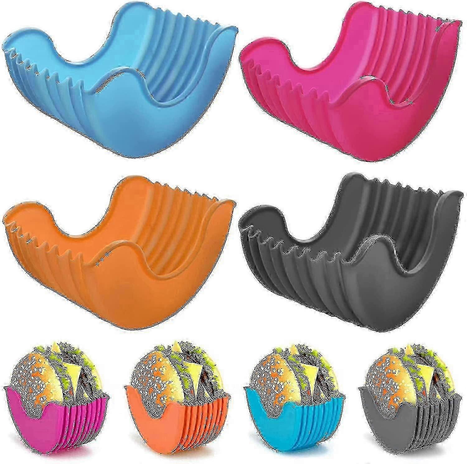 4pcs Silicone Adjustable Hamburger Holders Reusable Fixed Burger Containers