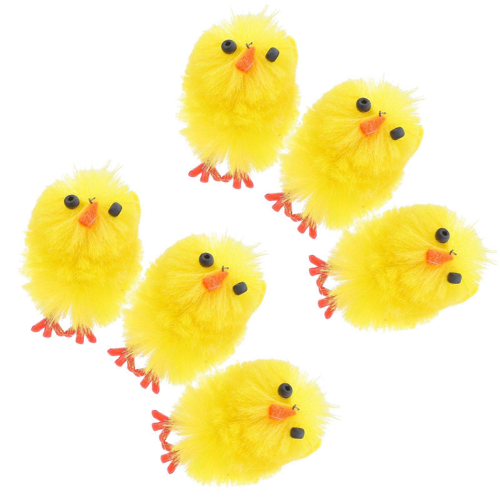 6Pcs Miniature Creative Easter Plastic Chick Shape Desktop Office Housewarming Decorations