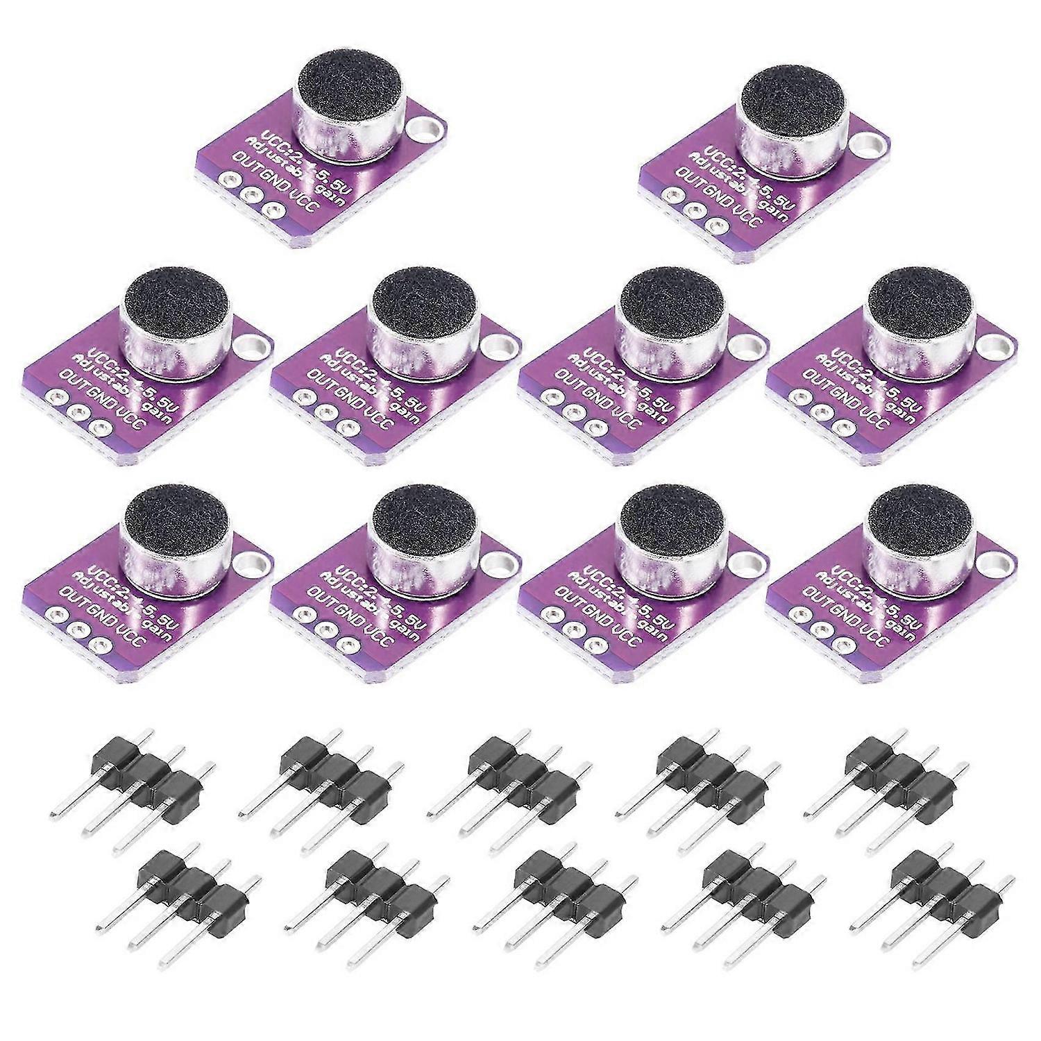 10 PCS Electret Microphone Amplifier Adjustable MAX4466 Module Microphone Preamplifier Purple Breako