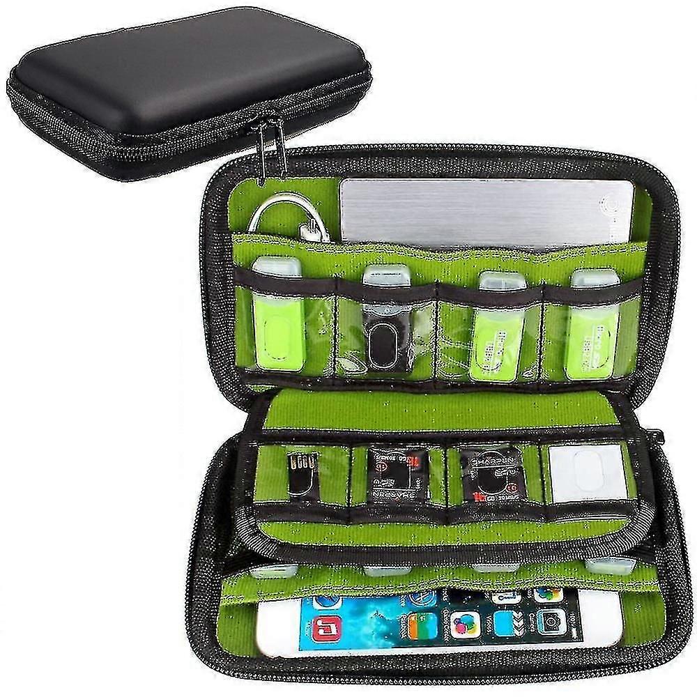 Waterproof Memory Card Case, PU Leather Protective Organizer, Compatible with External Hard Drives and USB Flash Drives, 17.5x10x4cm Travel Case