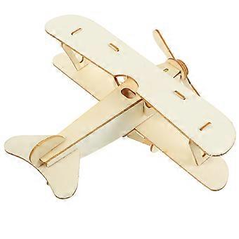 Wooden 3D Aeroplane Kit Handmade Assemble Plane Puzzle for Painting Blank Plane Model Toys for Kids (Wood Color)