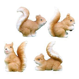 4pcs Squirrel Resin Craft Ornaments Miniature Small Squirrel Figure For Garden Decor Creative Simulation Squirrel Decorations For Bonsai