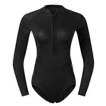 Women 2mm Neoprene Long Sleeve One Piece Wetsuit, Front Zip, UPF50+ UV Protection, for Diving Snorkeling Surfing Kayaking