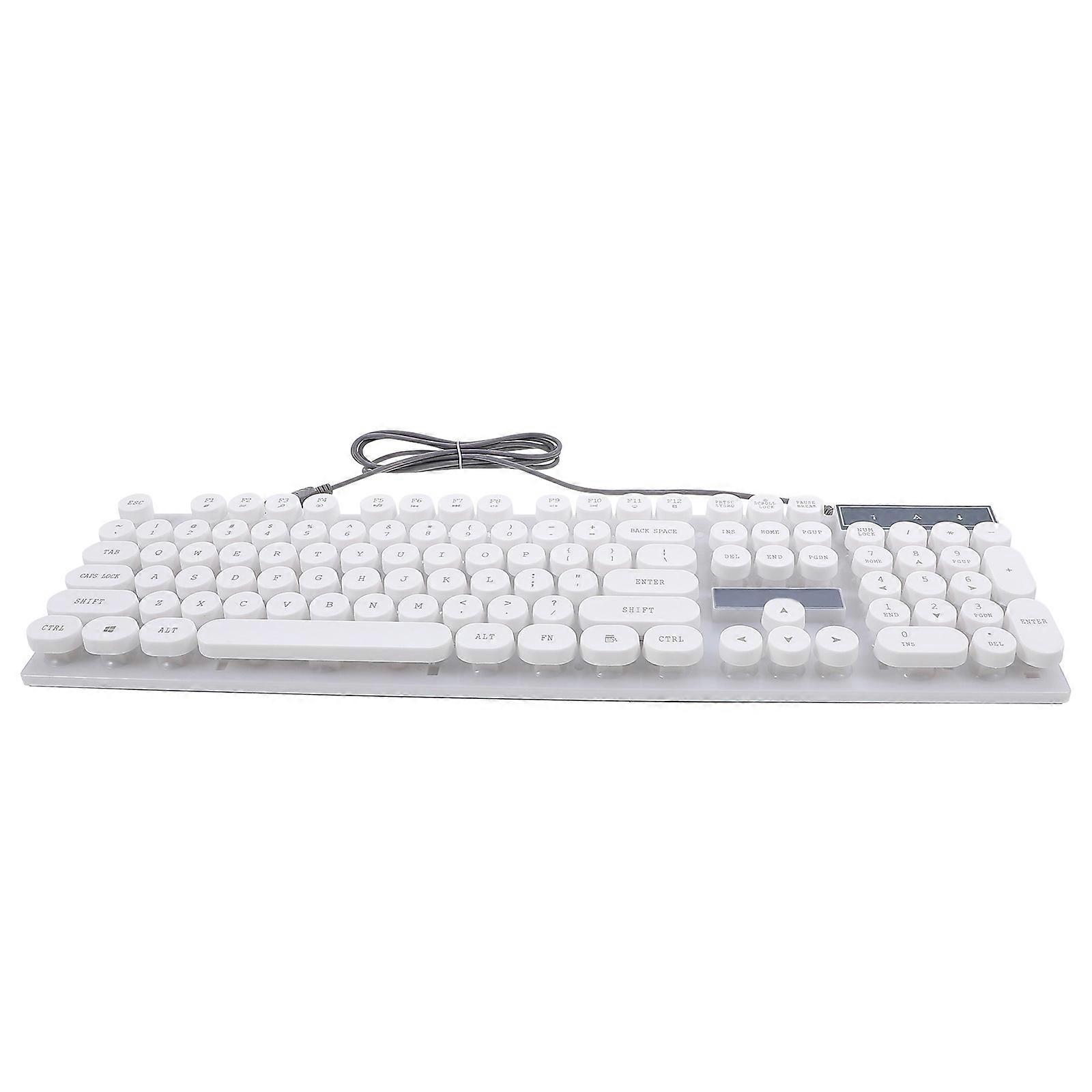 USB Glowing Computer Keyboard Creative Round Key Practical Keyboard (White)