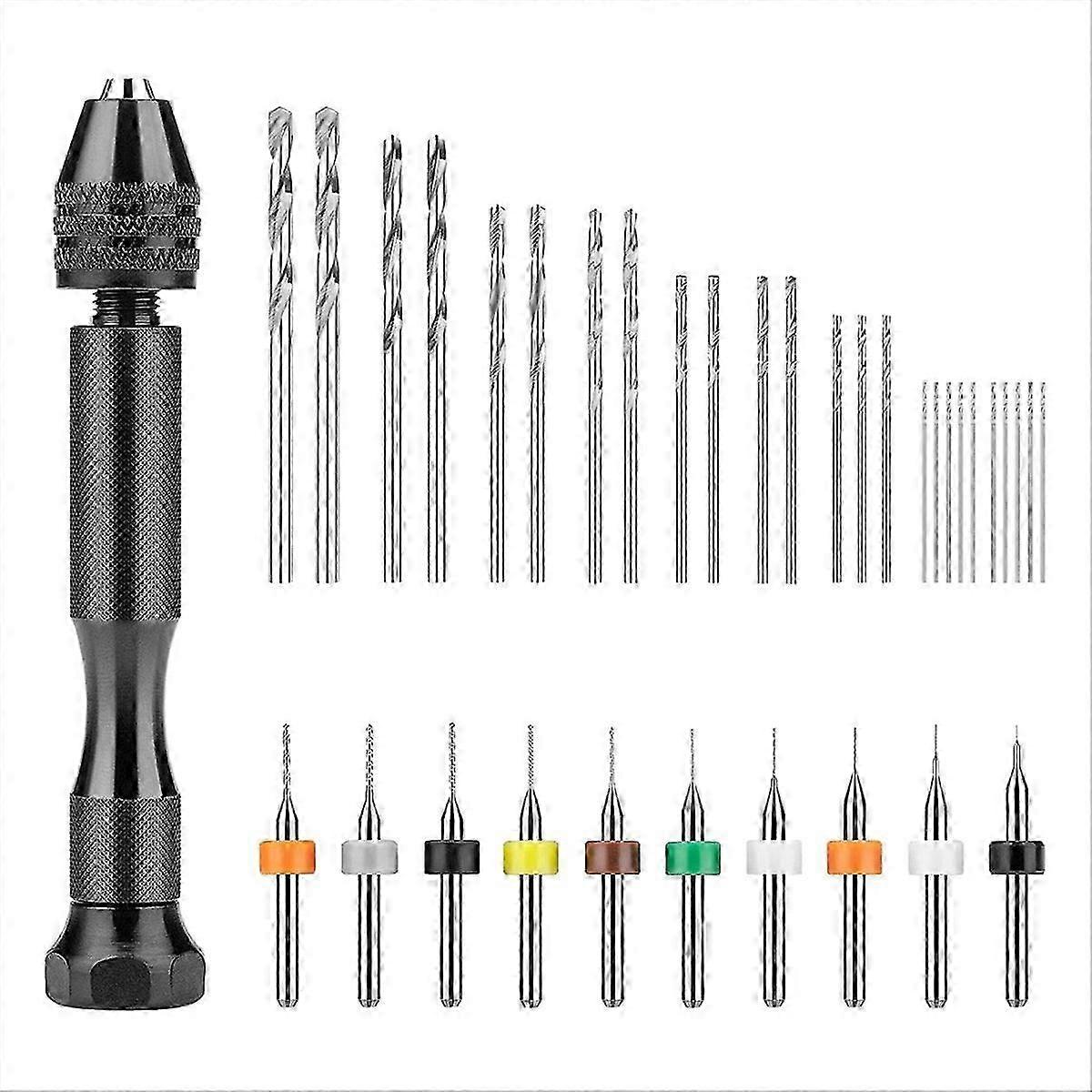 Hand Drill Set,Pin Vise Hand Drill with 10PCS PCB Mini Drill Bits