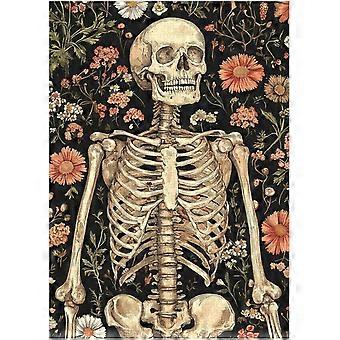 Quebra-cabeça floral vintage com esqueleto, estilo William Morris, padrão de flores, SQZ945