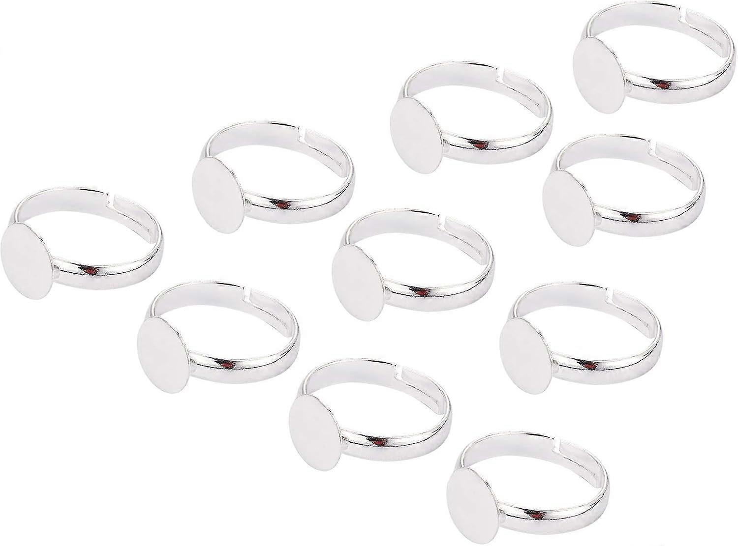 100 Pcs Silver Color Blank Ring Pad Ring Components, Brass Adjustable Ring Bases Blank Findings for Ring Making