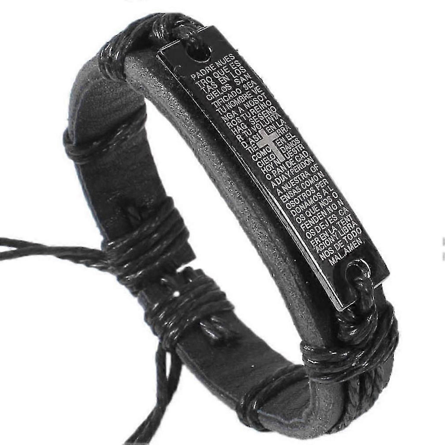 Religious Handmade Leather Bracelet With Engraved Scriptures - DD