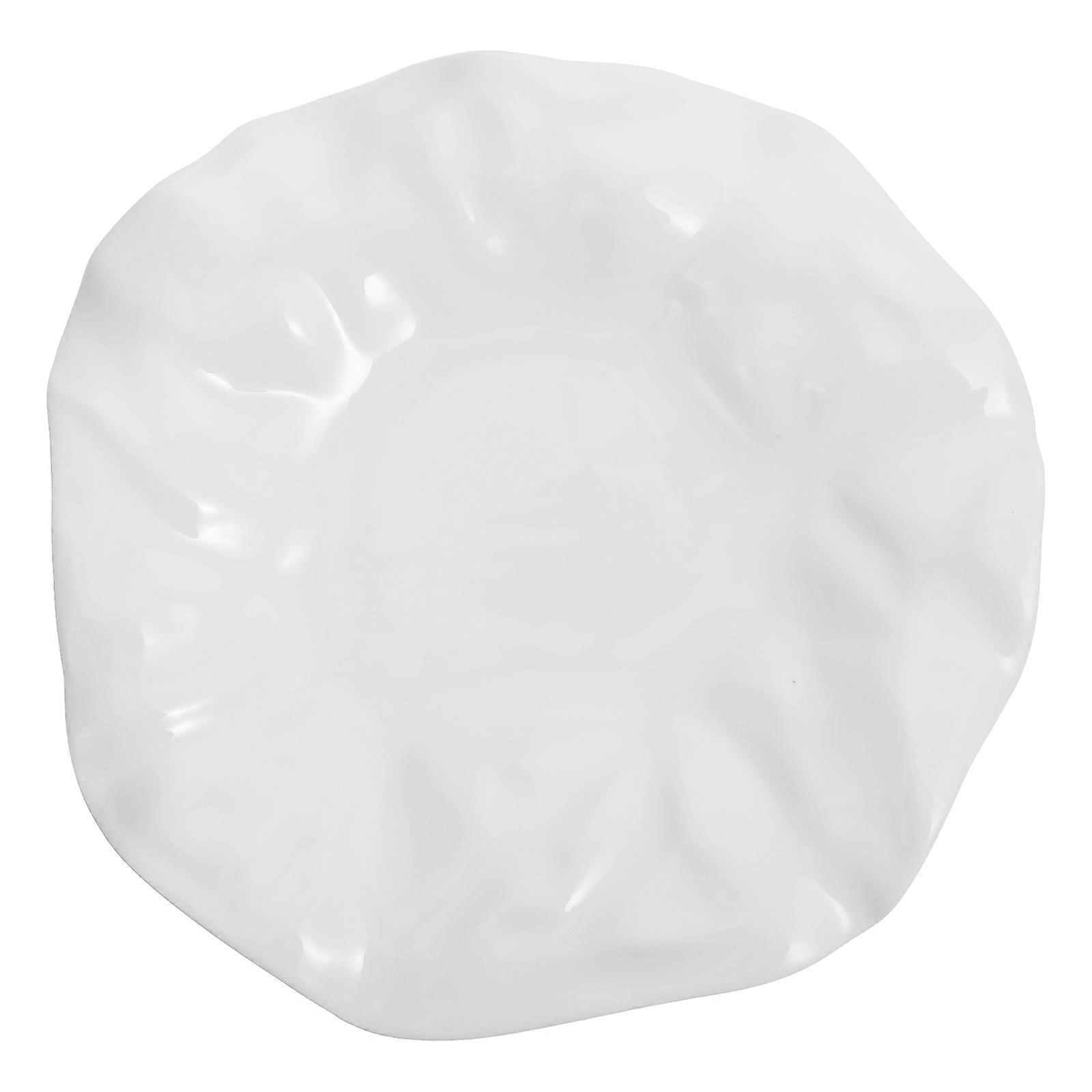 Ceramic Food Plate for Home Serving 1Pcs Irregular Fold Pattern