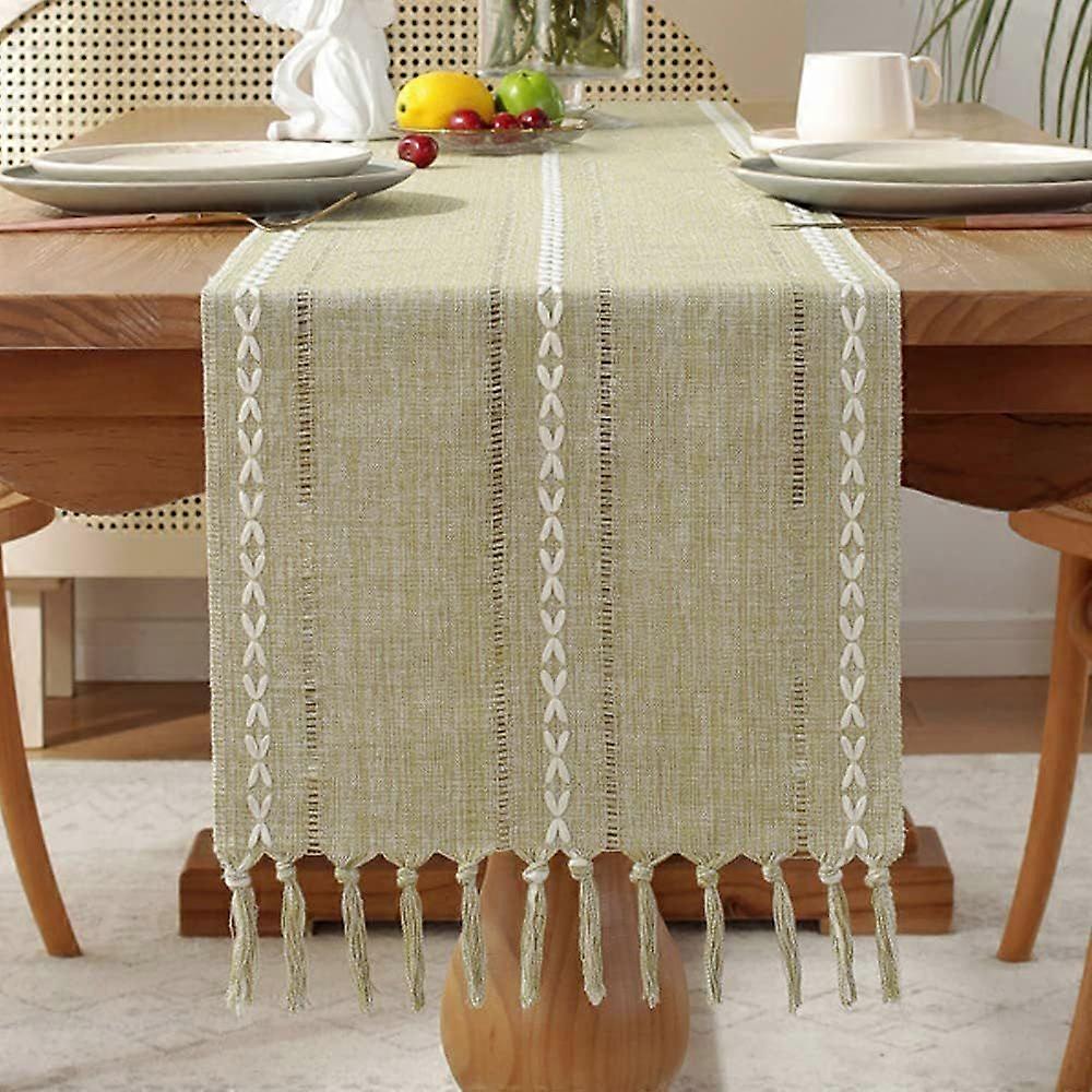Jute Table Runner 33 * 240cm Bohemian Chic Table Runner Beige Macrame Table Runner Rectangular Macrame Table Runner for Parties, Celebrations and Rest