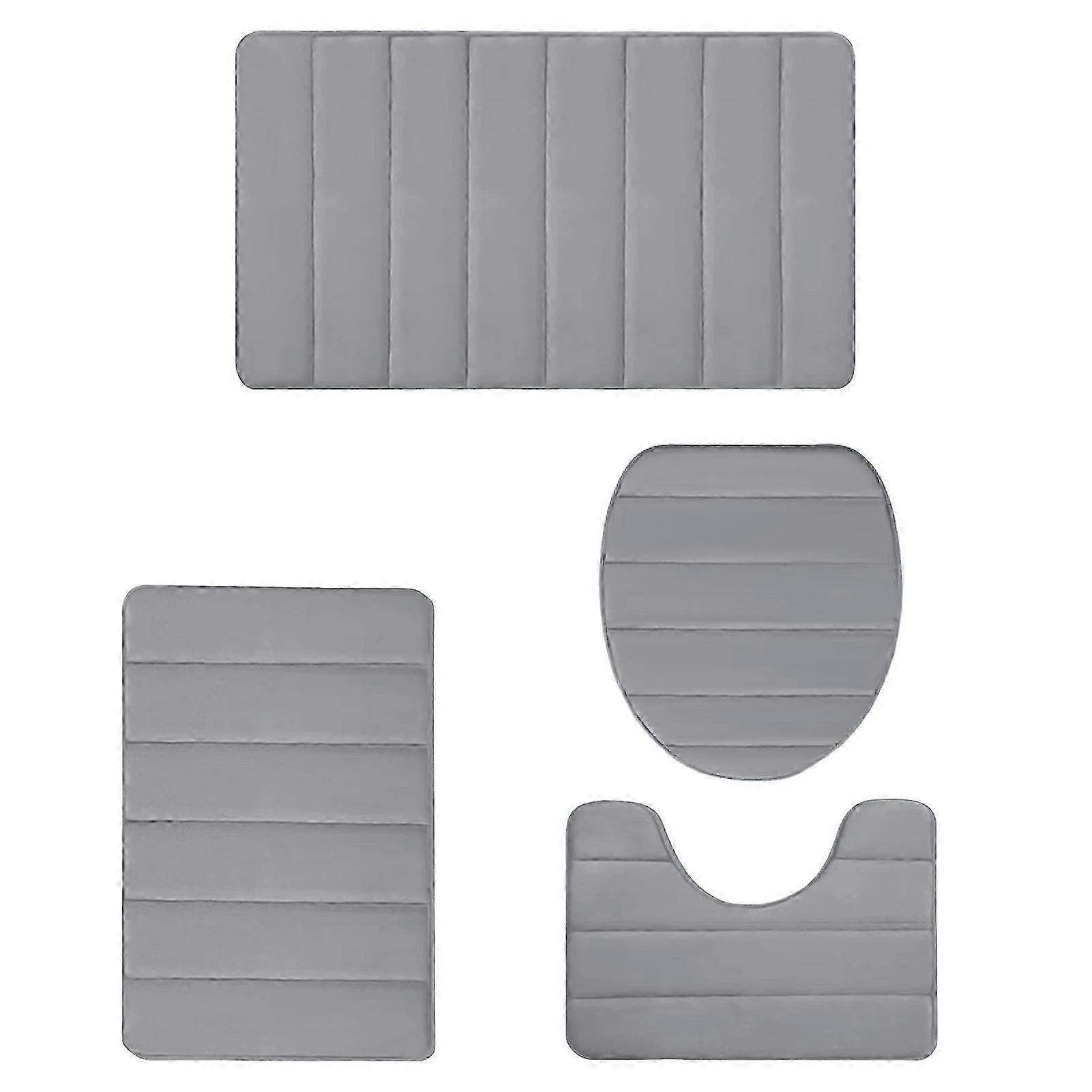 Soft Absorbent Non-Slip 4-Piece Bath Mat Set