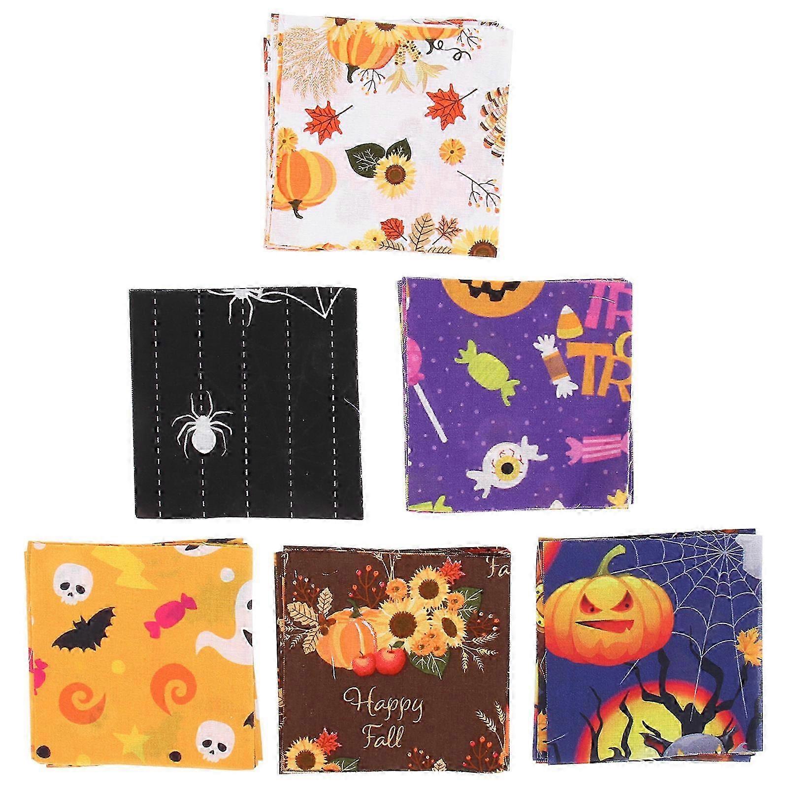 DIY Halloween Cotton Material Fabric compatible with Sewing 60 Sheets Assorted Patterns