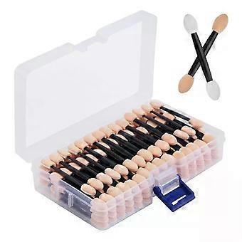 Make-up applicator Cuttte 100 stuks wegwerp oogschaduw sponsapplicators met dubbelzijdige applicators en een houder. Oogschaduwborstels van normale lengte.