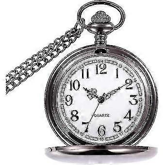 Mens Pocket Watch med kjede, Classic Vintage Quartz Anheng Fob lommeur, menn lommeur som retro gaver til farsdag / bursdag, hww
