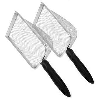 Cat Litter Scoop Stainless Steel for Pet Waste Cleaning 2Pcs Black Strong