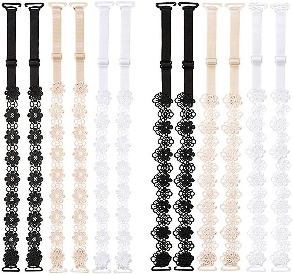 Kvinner Bra Stropper Blomst Blonder Justerbar Undertøy Strap Replacement Shoulder12pcs