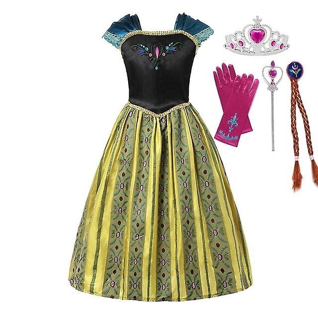 فستان الفتيات إلسا زي آنا إلسا فستان الأميرة للأطفال اللباس للفتاة عالية الجودة آنا اللباس مع الرأس اللباس ازياء تأثيري