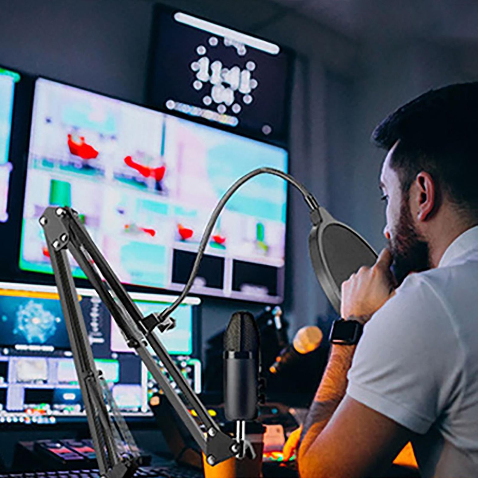 Usb Capacitor Noise Reduction Microphone Set Mobile Phone Computer Live Recording Family Karaoke Game Broadcast Wired Microphone Rgb Dazzling Light